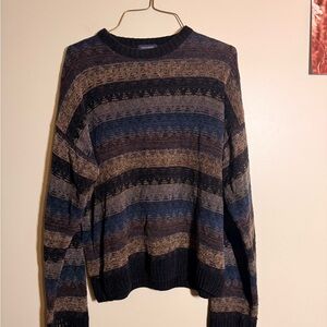 Dockers Navy and Brown Patterned Crewneck Sweater